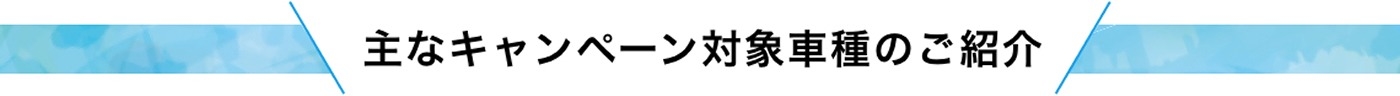 主なキャンペーン対象車種のご紹介